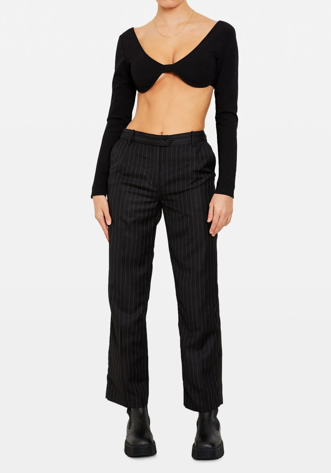 002 TROUSER BLACK PINSTRIPE