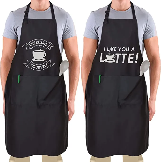 (2-Pack) Funny Aprons For Women, Men & Couples