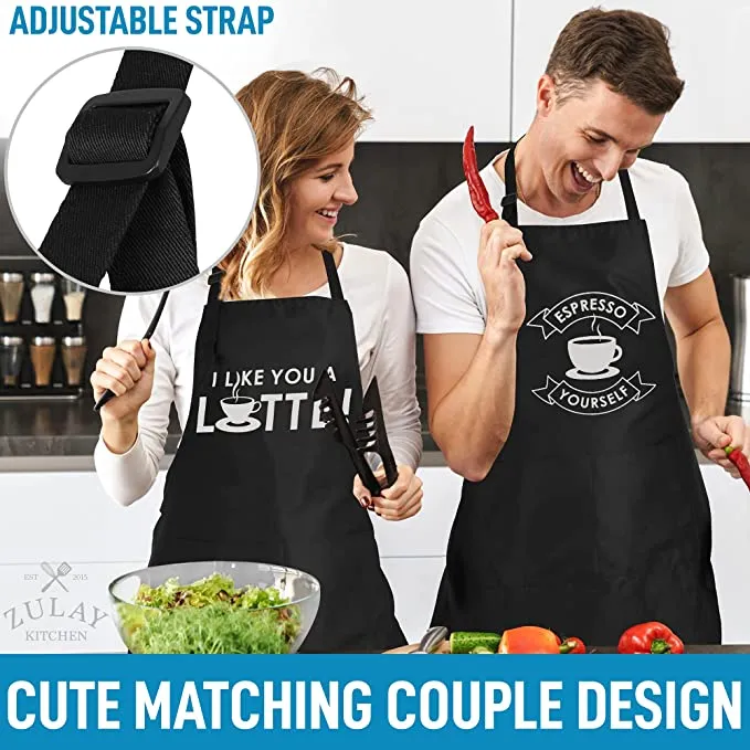 (2-Pack) Funny Aprons For Women, Men & Couples