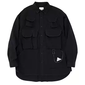 And Wander Men's Multi Pocket Shirt Black