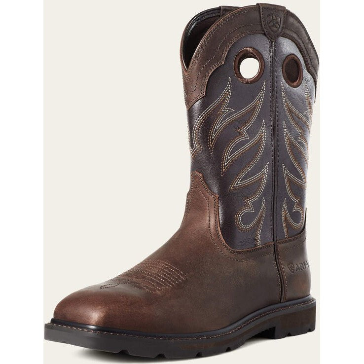 Ariat Men's Groundwork Soft Toe Western Work Boot -Brown- 10034718