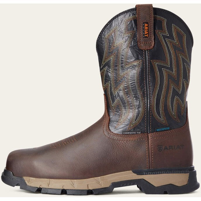 Ariat Men's Rebar Flex CT Waterproof Western Work Boot -Brown- 10034157