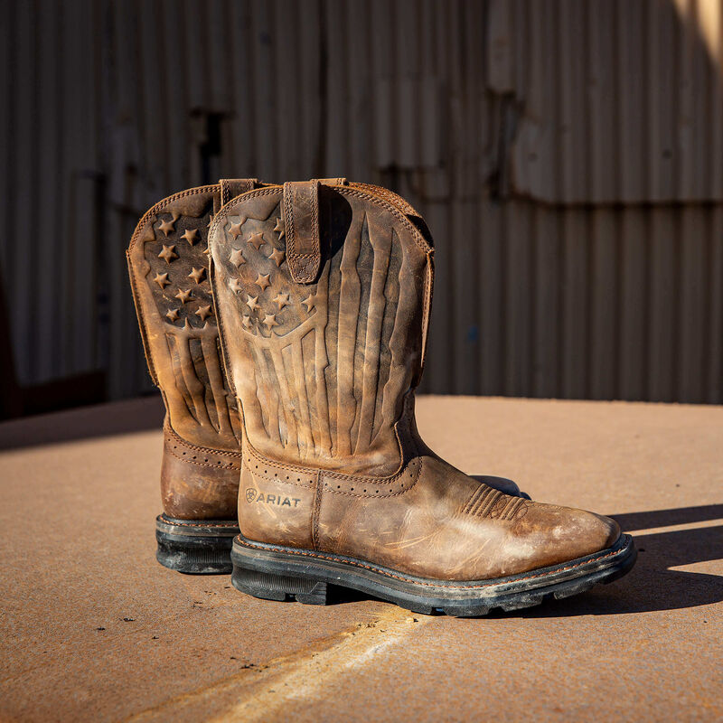 Ariat Men's Sierra Shock Shield Patriot Western Work Boot - Brown - 10044505