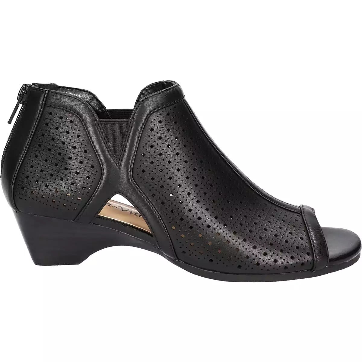 Bella Vita Womens Remy Leather Cut Out Block Heel