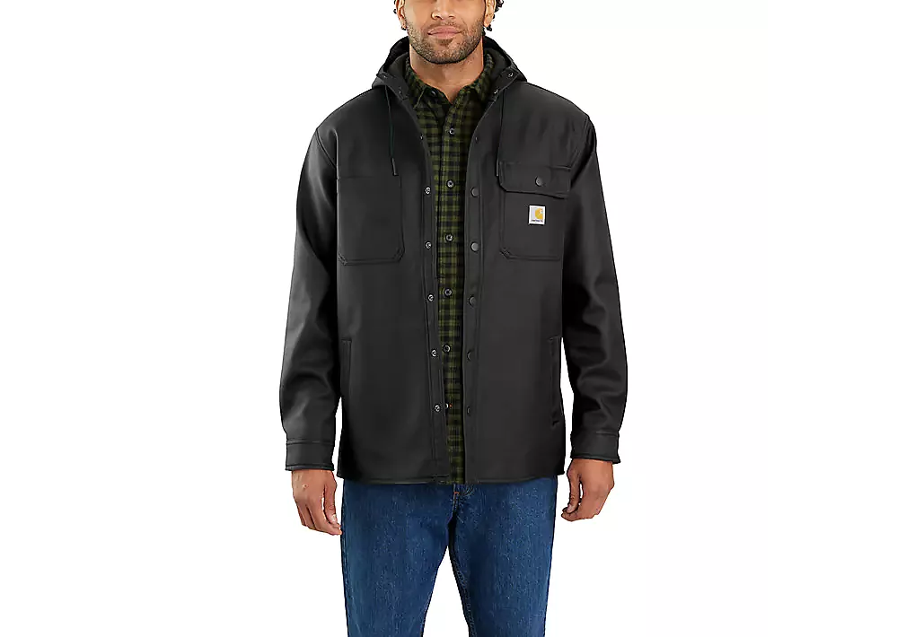 'Carhartt' Men's Rain Defender Heavyweight Hooded Shirt Jac - Black