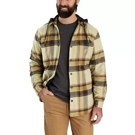 'Carhartt' Men's Rugged Flex Flannel Fleece Lined Hooded Shirt Jac - Dark Brown