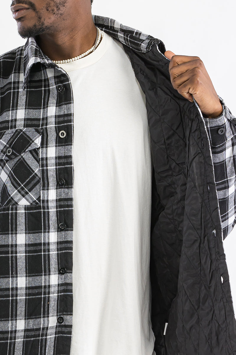 Checkered Plaid Quilted Flannel Jacket