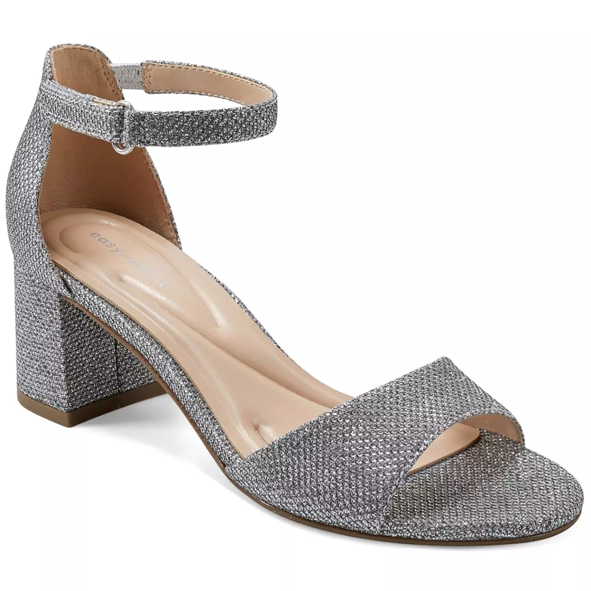 Easy Spirit Womens Daven Glitter Ankle Strap Heels