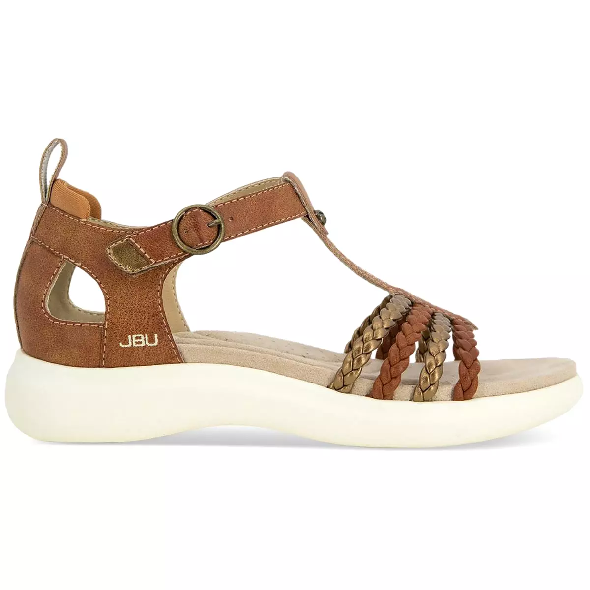 JBU by Jambu Womens Prague Faux Leather Buckle Sport Sandals