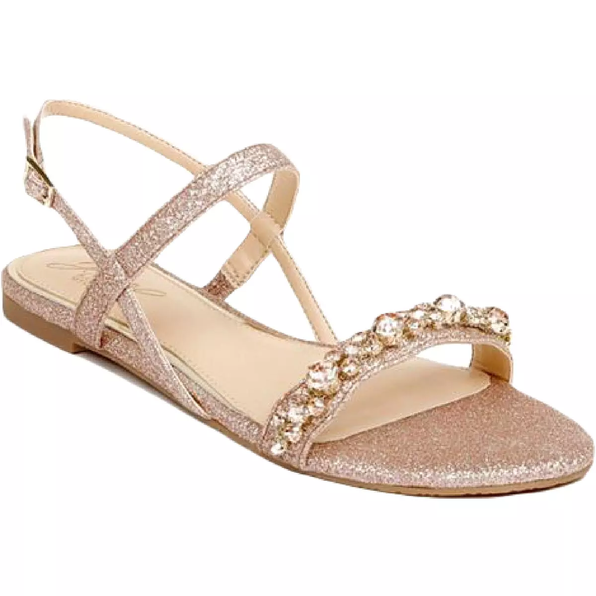 Jewel Badgley Mischka Womens OSMOND Glitter Embellish Ankle Strap