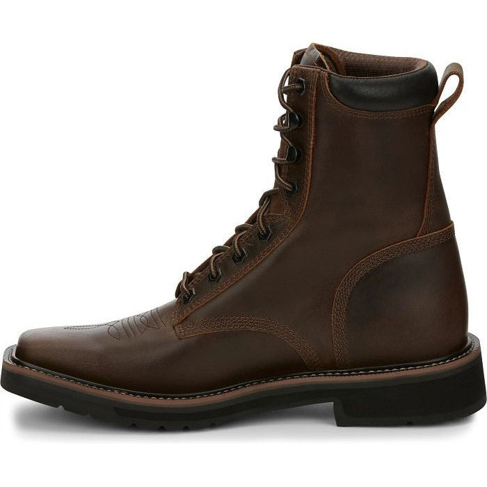 Justin Men's Pulley 8 Lace Western Work Boot -Brown- SE681