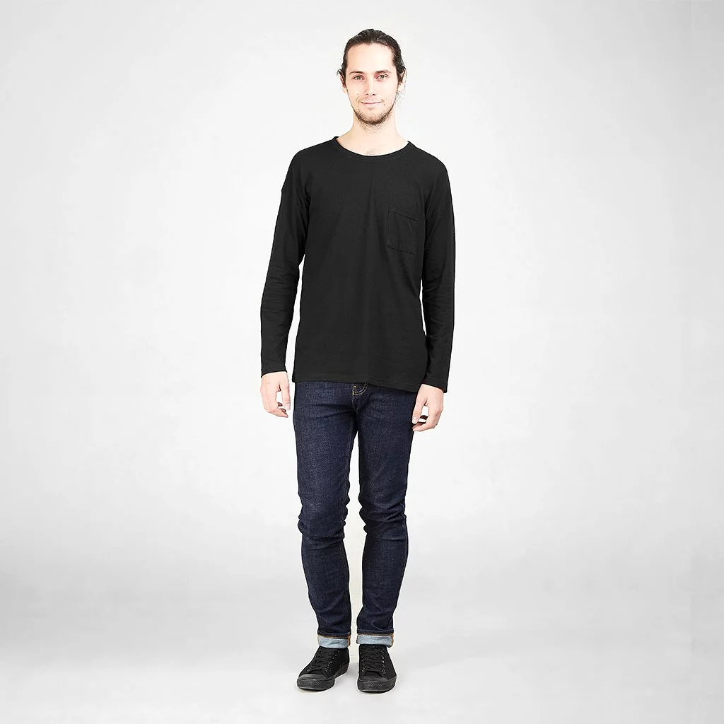 Long Sleeved Pocket T-Shirt | Black