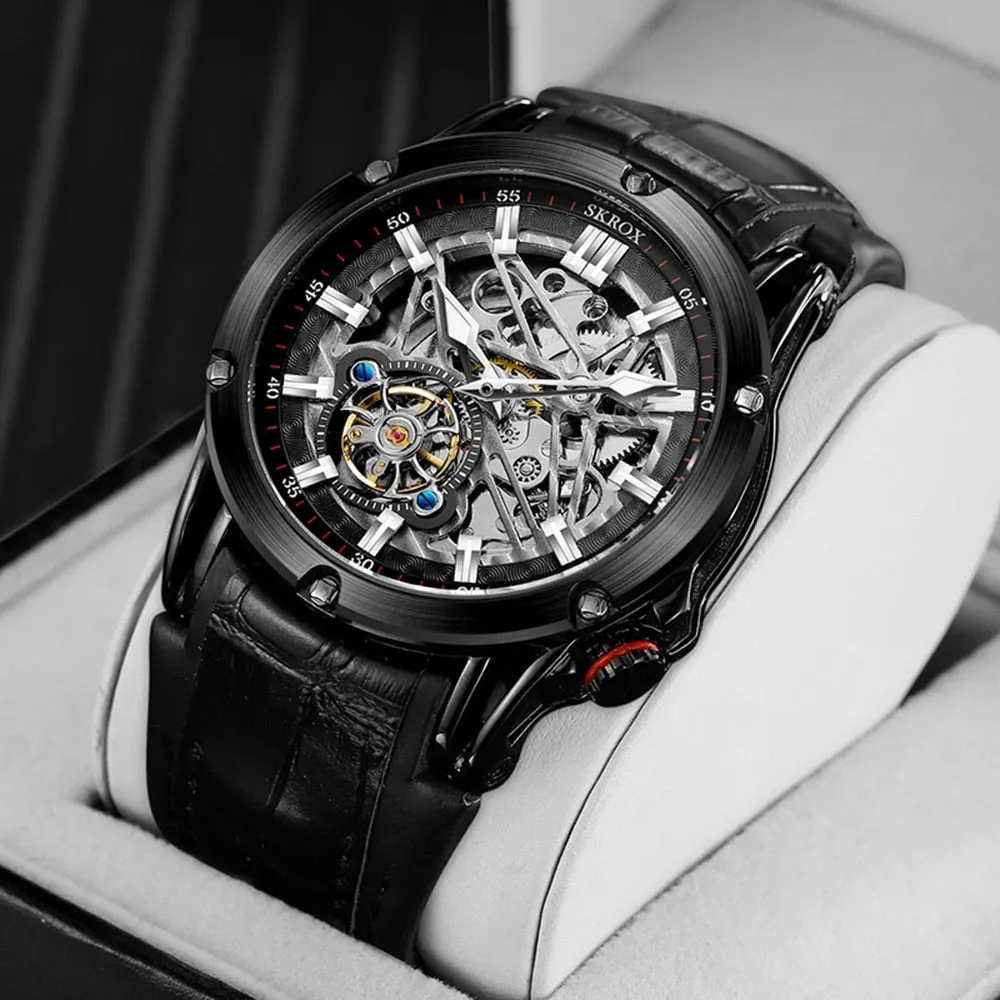 Luminous Punk Skeleton Tourbillon Mechanical Wristwatches for Men