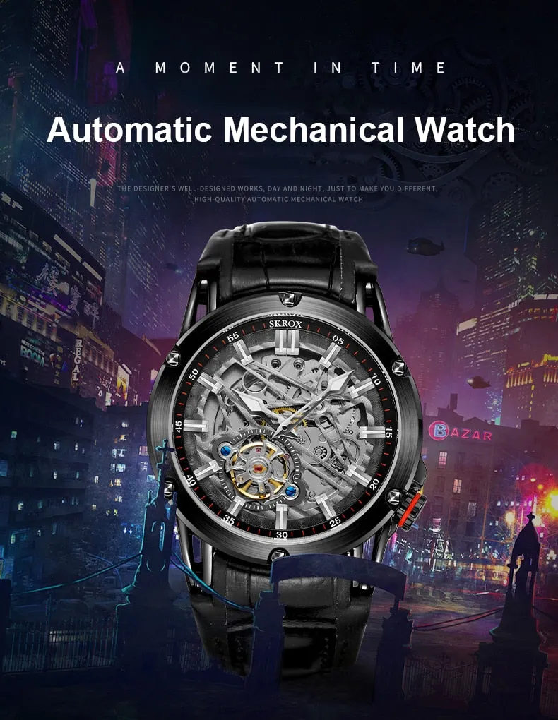 Luminous Punk Skeleton Tourbillon Mechanical Wristwatches for Men