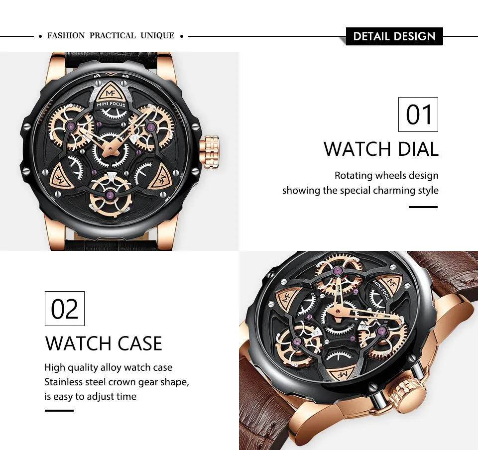 Luxury Casual Sports Military Quartz Skeleton Watches for Men