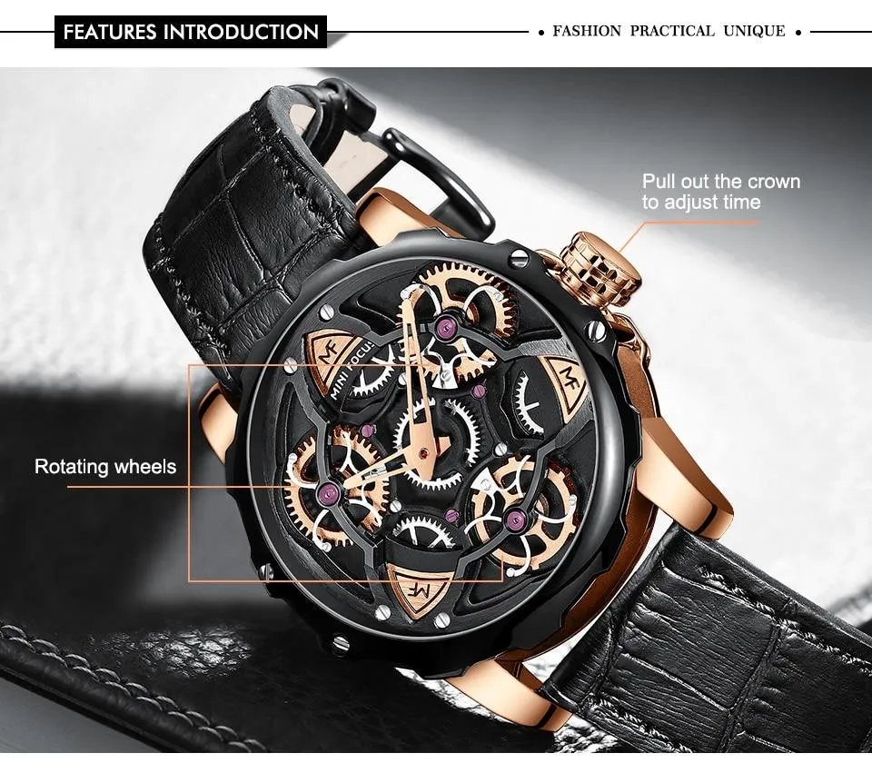 Luxury Casual Sports Military Quartz Skeleton Watches for Men