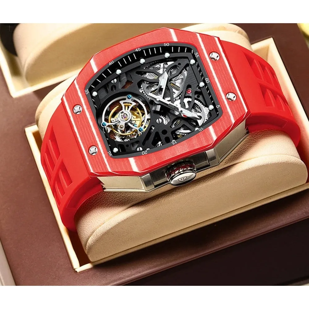 Luxury Luminous Skeleton Tourbillon Automatic Mechanical Watch for Men