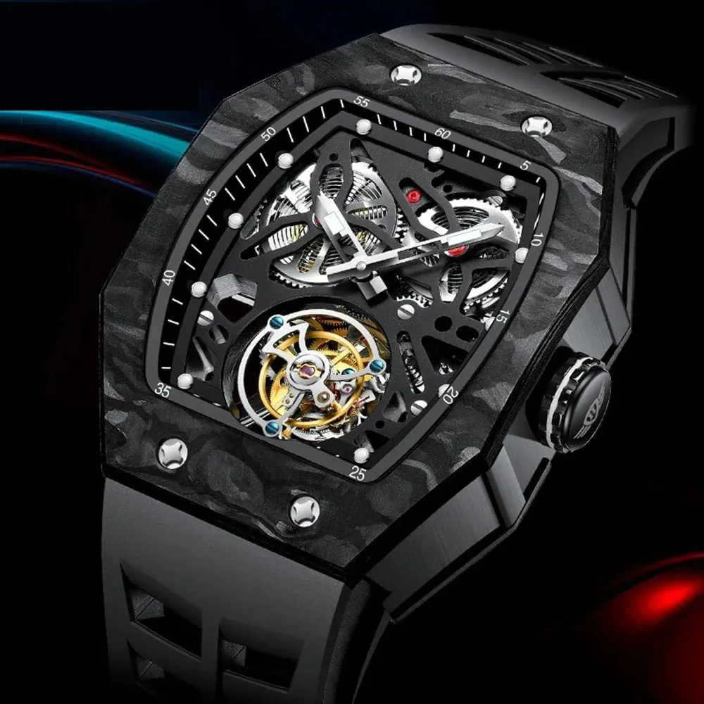 Luxury Luminous Skeleton Tourbillon Automatic Mechanical Watch for Men