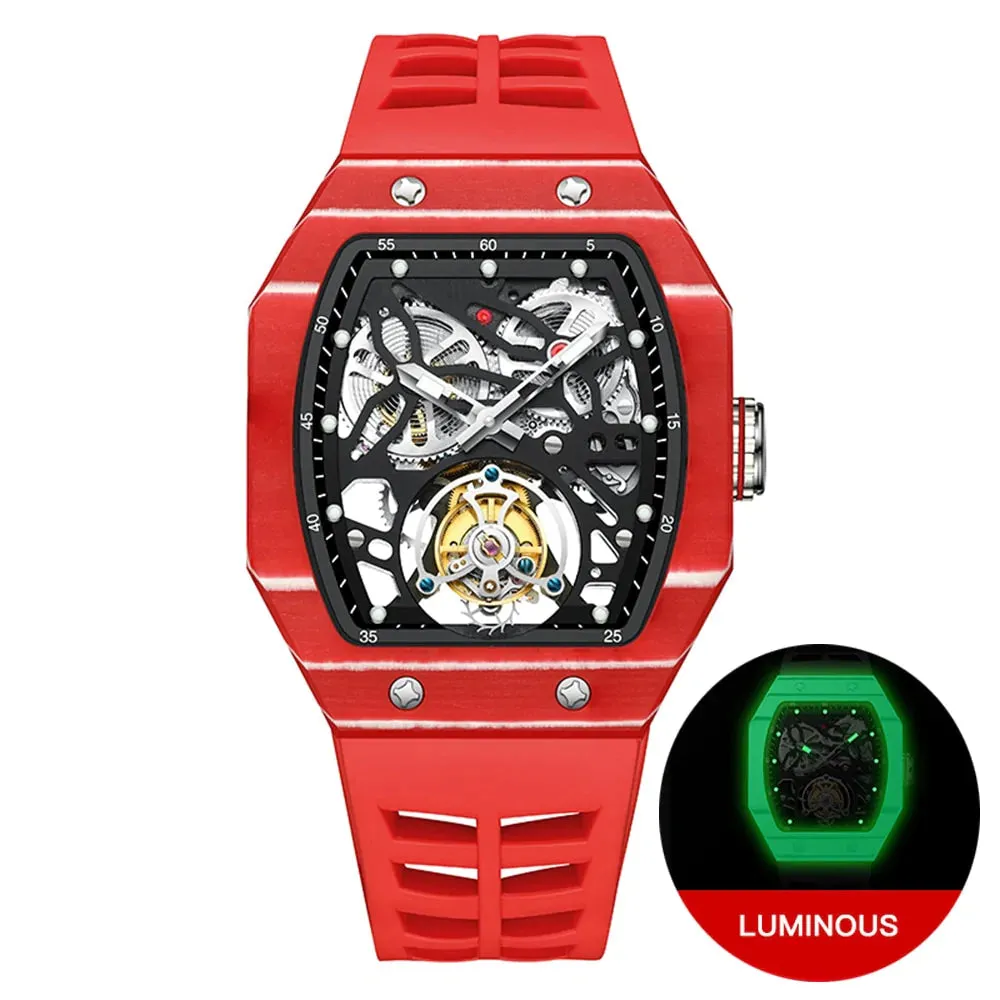 Luxury Luminous Skeleton Tourbillon Automatic Mechanical Watch for Men