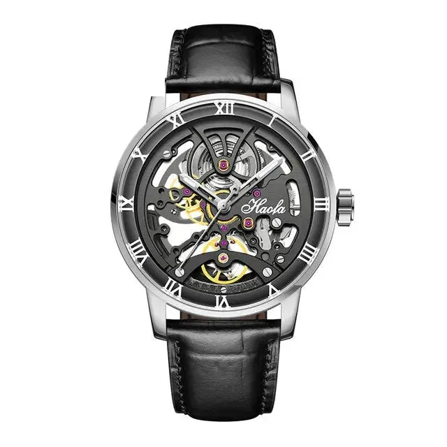 Luxury Sapphire Skeleton Automatic Mechanical Waterproof Business Watch for Men