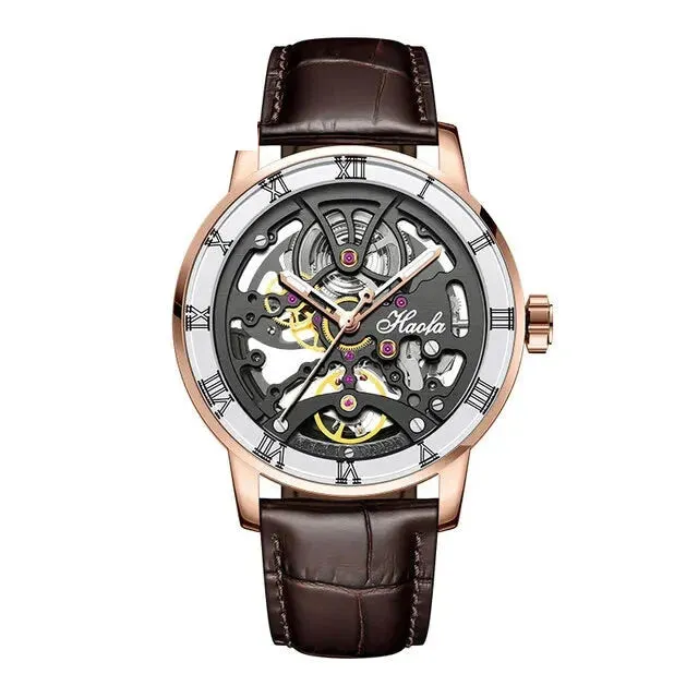 Luxury Sapphire Skeleton Automatic Mechanical Waterproof Business Watch for Men