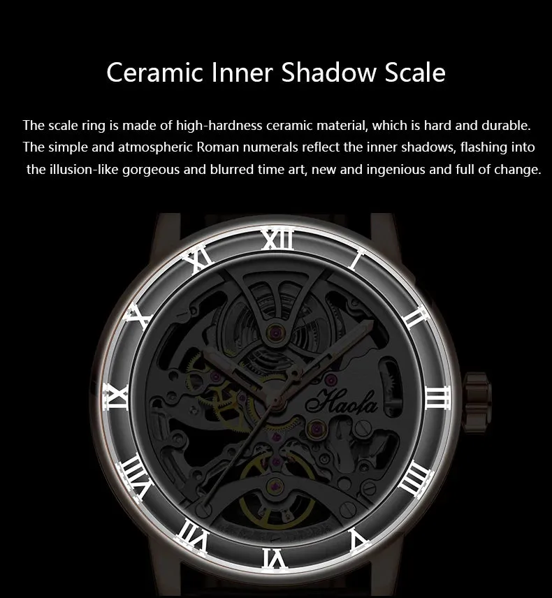 Luxury Sapphire Skeleton Automatic Mechanical Waterproof Business Watch for Men