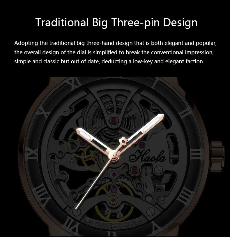 Luxury Sapphire Skeleton Automatic Mechanical Waterproof Business Watch for Men