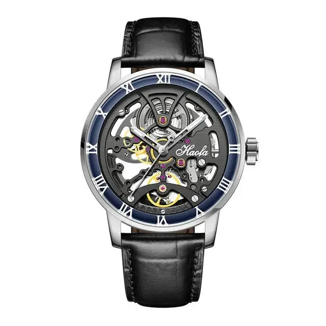 Luxury Sapphire Skeleton Automatic Mechanical Waterproof Business Watch for Men