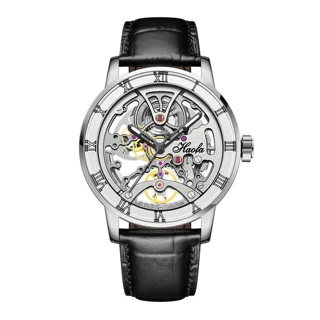 Luxury Sapphire Skeleton Automatic Mechanical Waterproof Business Watch for Men