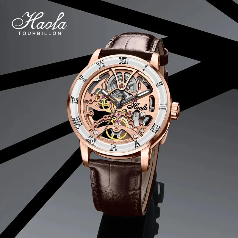 Luxury Sapphire Skeleton Automatic Mechanical Waterproof Business Watch for Men