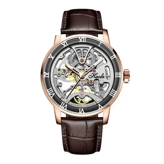 Luxury Sapphire Skeleton Automatic Mechanical Waterproof Business Watch for Men