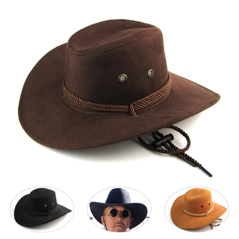 Men 3 Colors Large Brim Cowboy Hats for Summer Outdoor