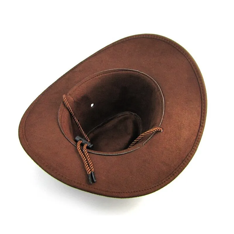 Men 3 Colors Large Brim Cowboy Hats for Summer Outdoor