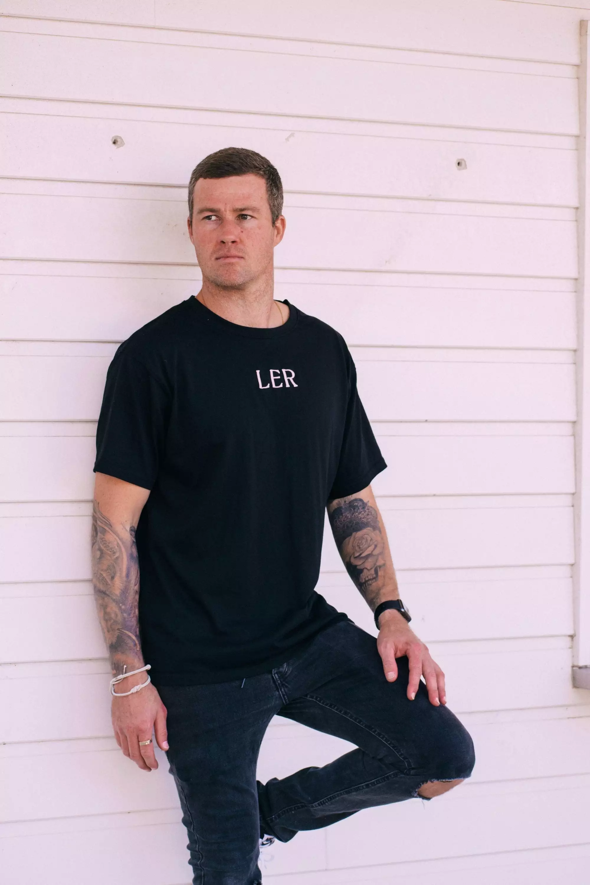 Men's LER Oversized Tee - Black & Pink