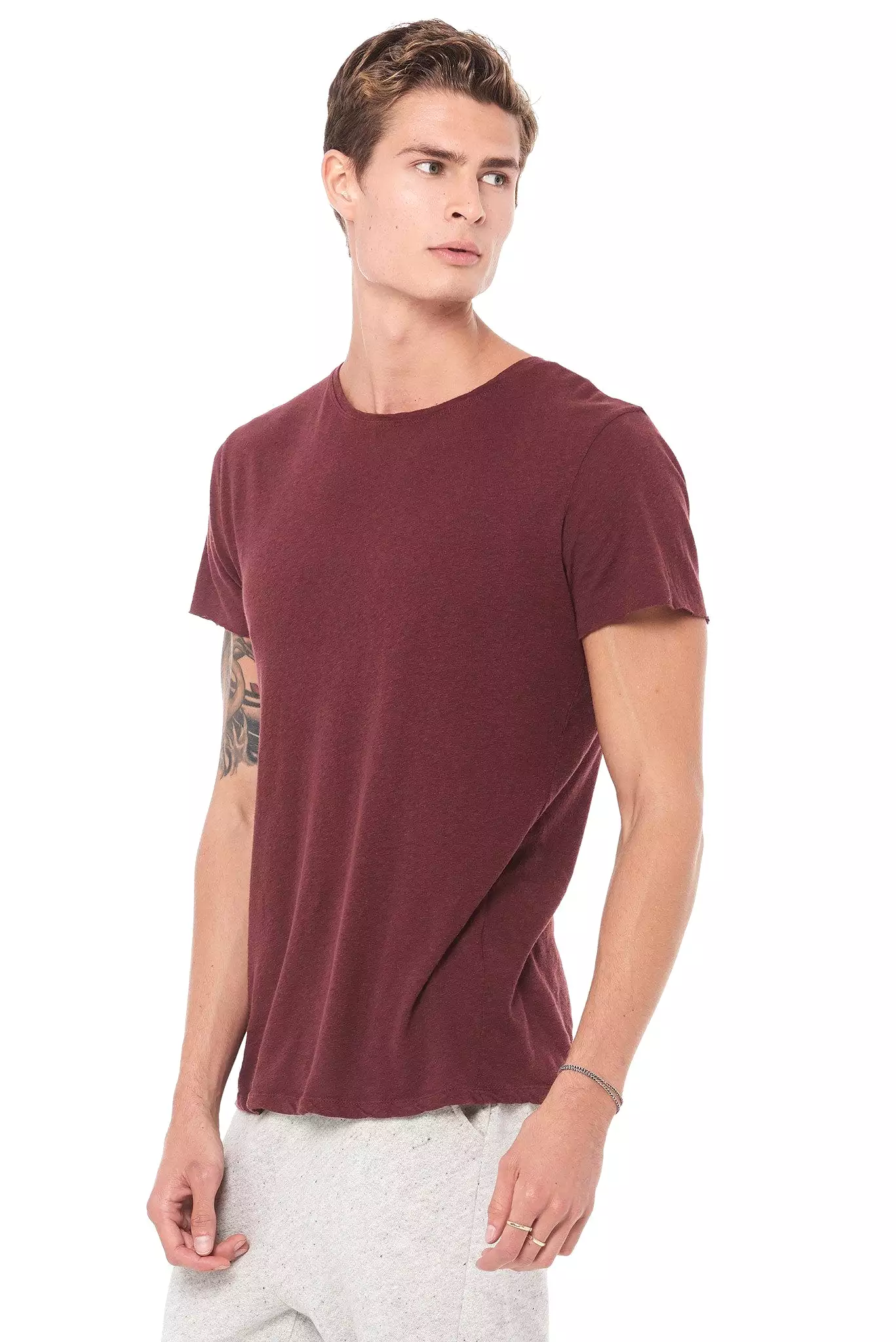 Men's Linen Blend Crew Neck Tee