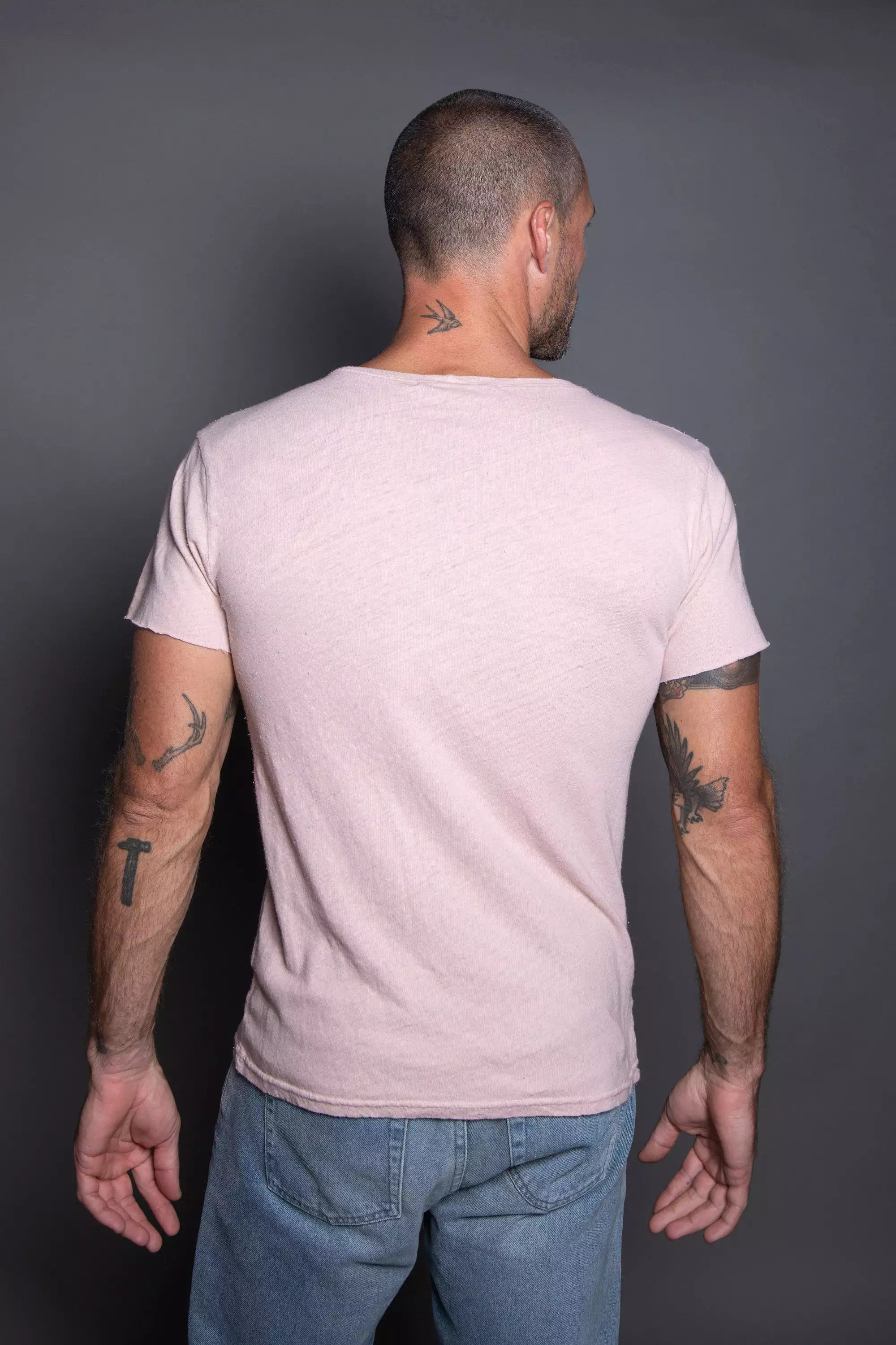 Men's Linen Blend Crew Neck Tee