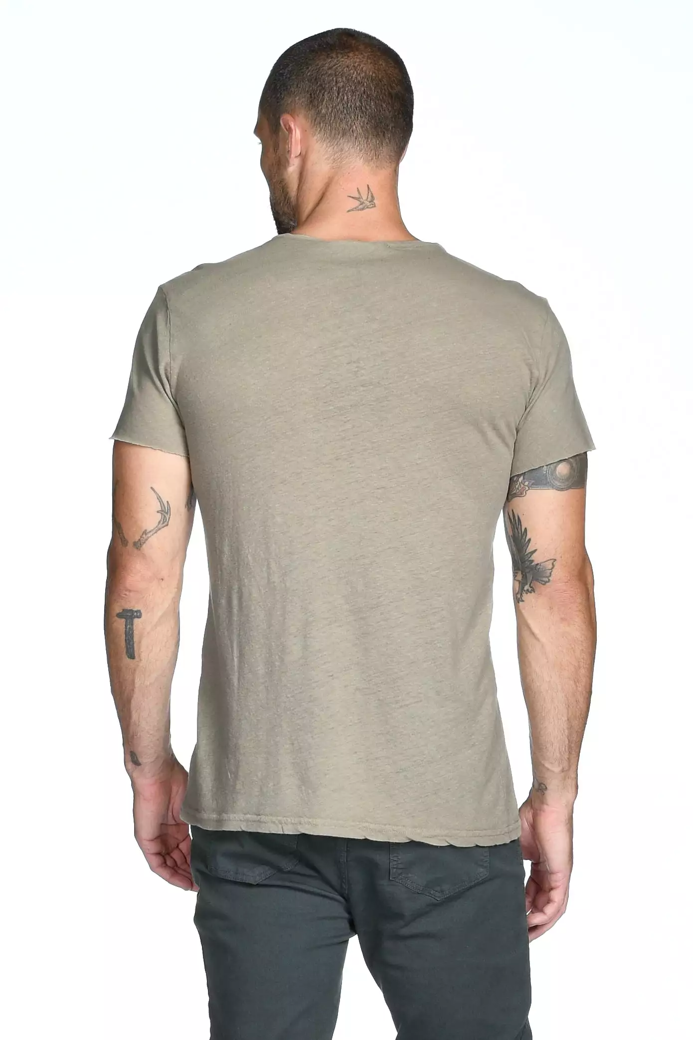 Men's Linen Blend Crew Neck Tee