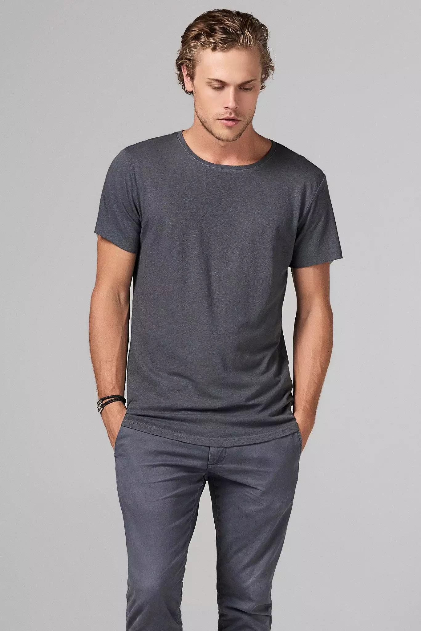 Men's Linen Blend Crew Neck Tee