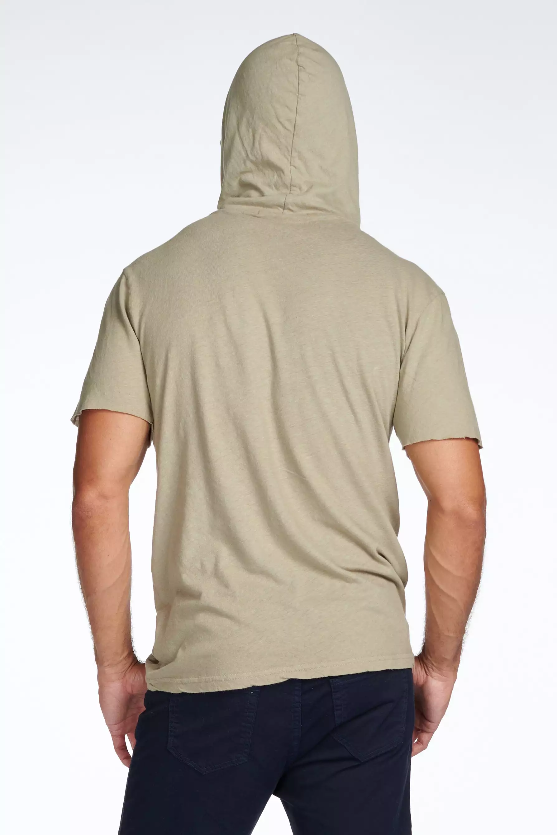 Men's Linen Blend Short Sleeve Hoodie