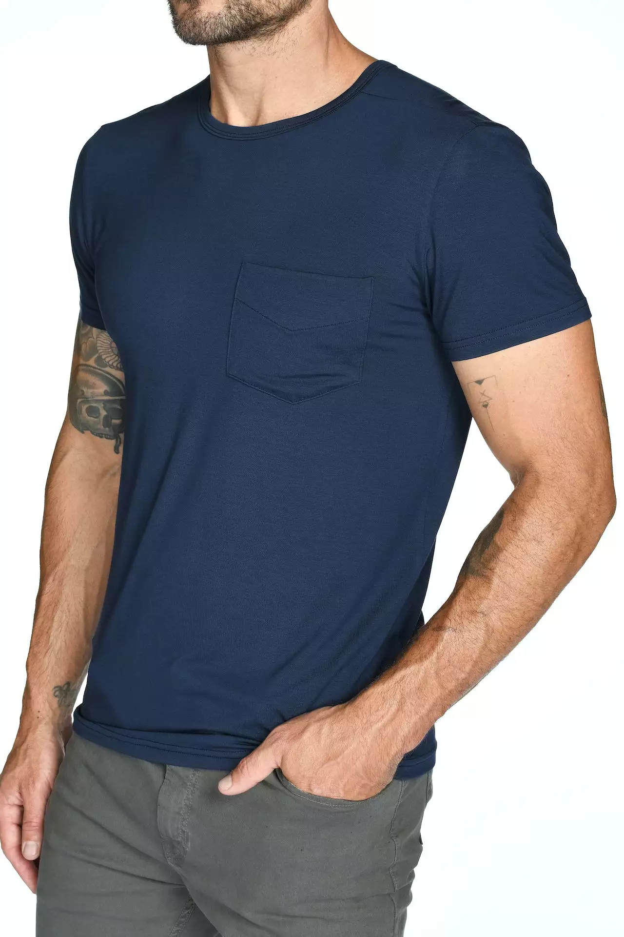 Men's Madison Modal V-Pocket Crew with Shoulder Seam