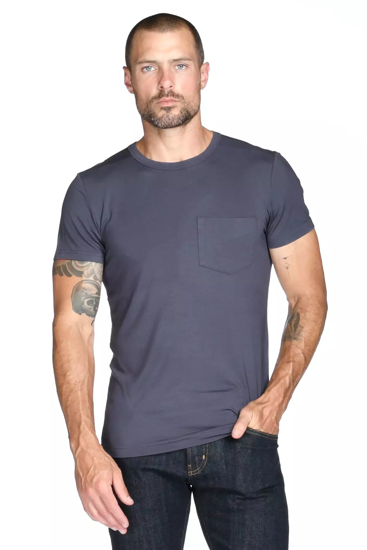 Men's Madison Modal V-Pocket Crew with Shoulder Seam