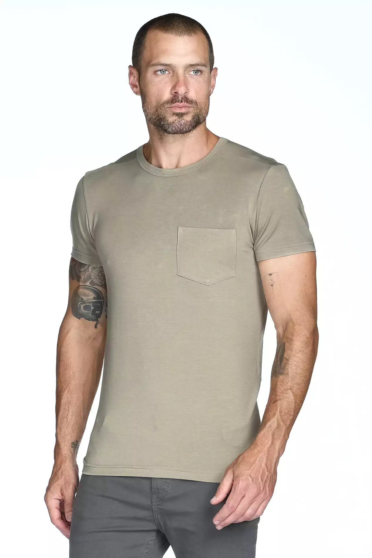 Men's Madison Modal V-Pocket Crew with Shoulder Seam