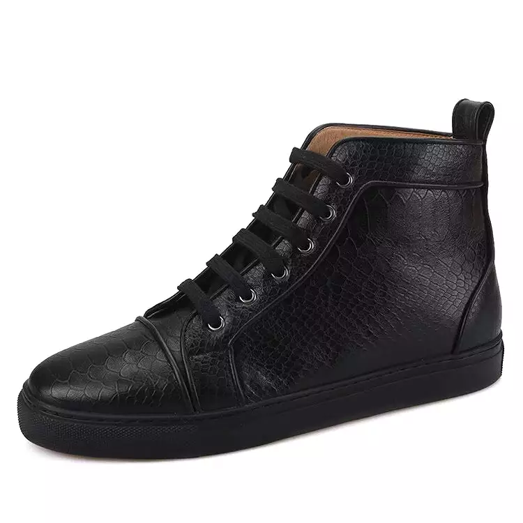 OneDrop Handmade Animal Embossing Leather Men Boots Sporty Sneakers Black Outsole