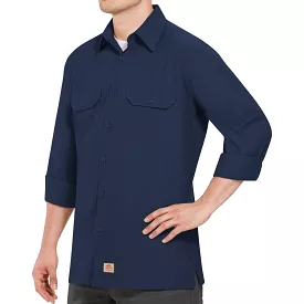 SIZE MEDIUM ONLY: Red Kap Men's Long Sleeve Solid Rip Stop Shirt SY50 - Navy