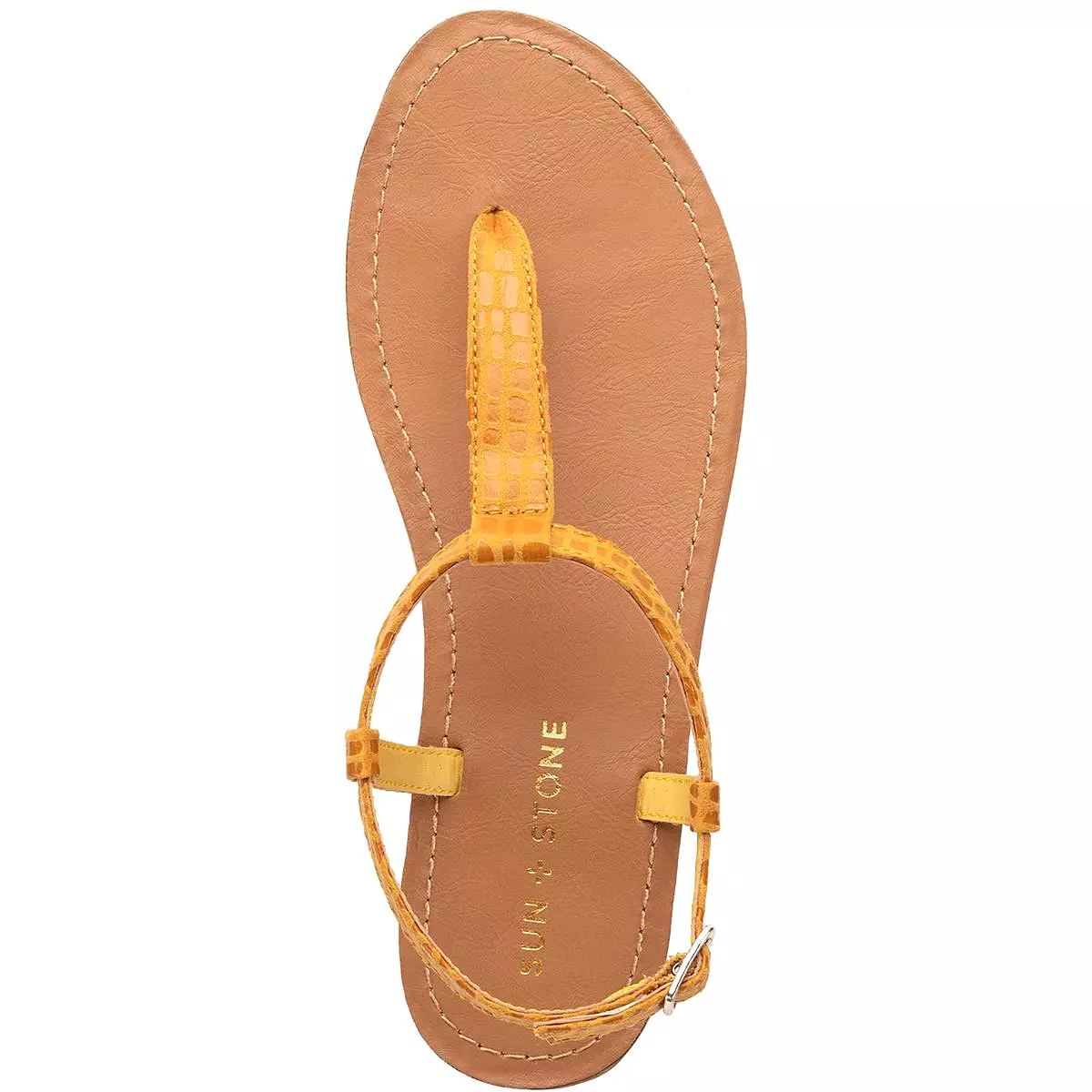 Sun + Stone Womens Krisleyy Embossed Slingback T-Strap Sandals