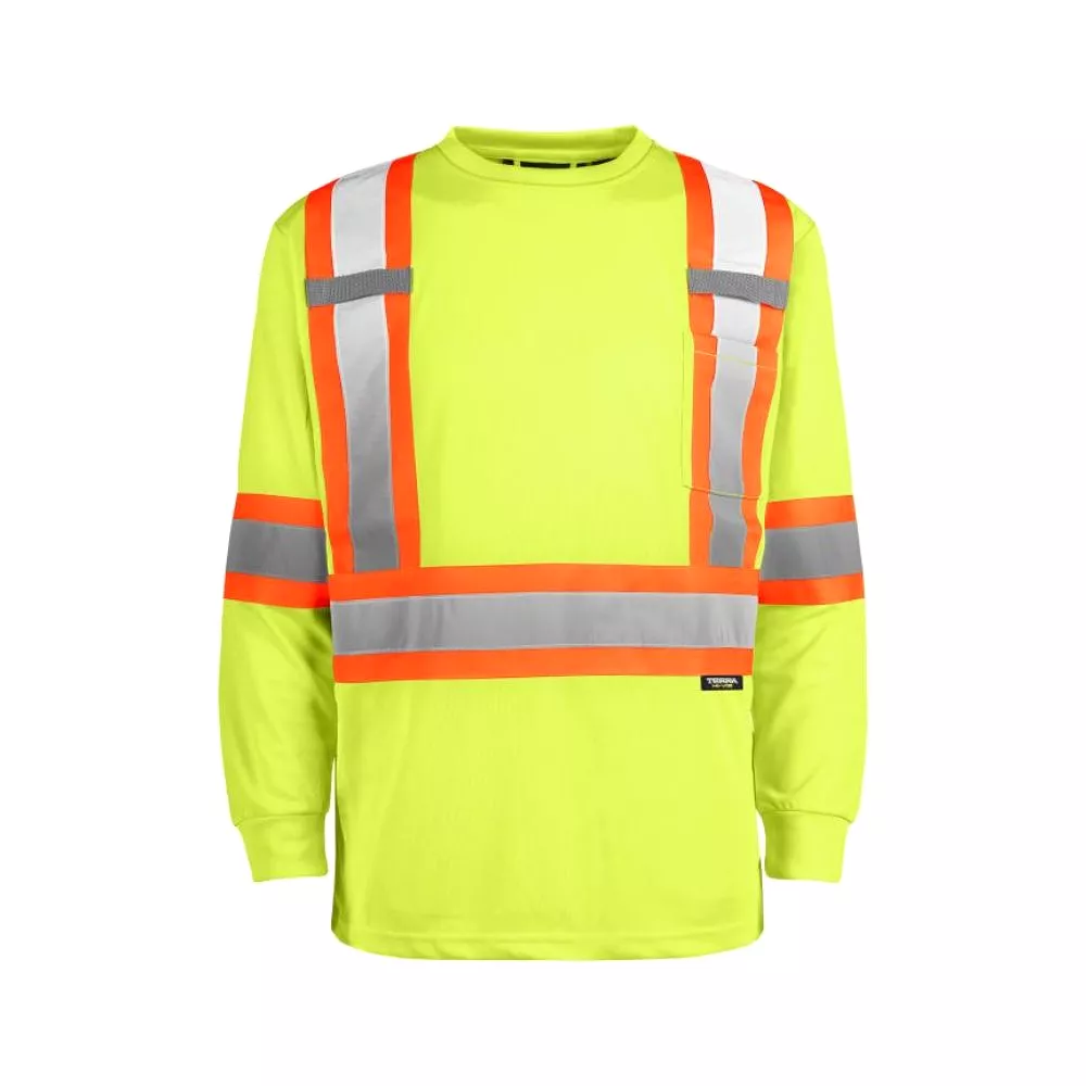 Terra Hi Vis Long Sleeve Work Shirt 116525yl - Yellow