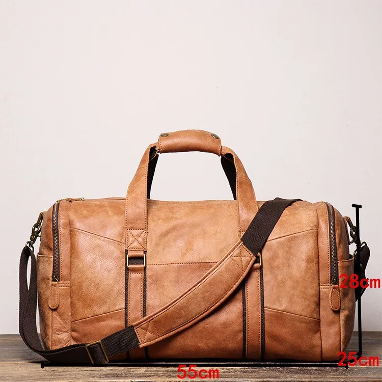 Unisex Frosted Leather Large Capacity Luggage Travel Duffel Bag